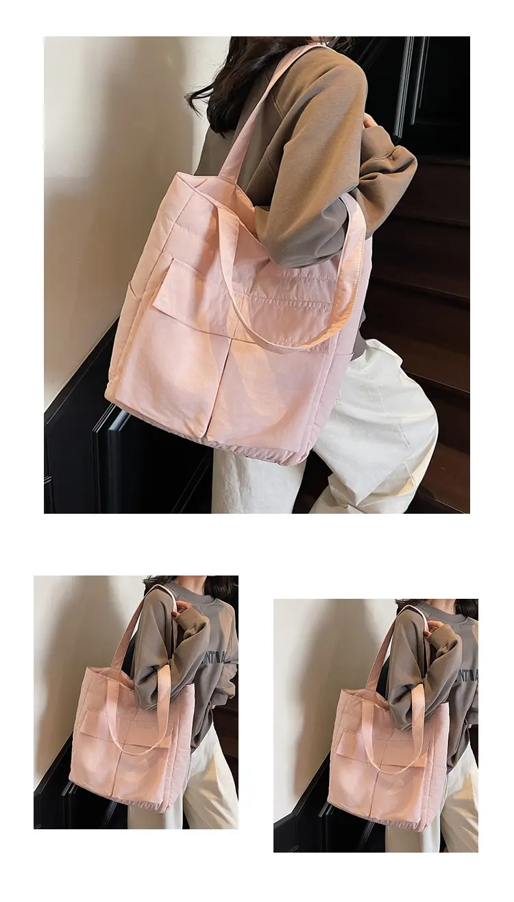 Pink Vintage Cloth Shoulder Bag Large Capacity Travel Bag — feature 14