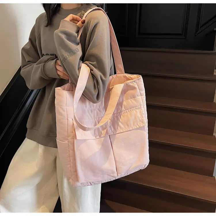 Pink Vintage Cloth Shoulder Bag Large Capacity Travel Bag — feature 47