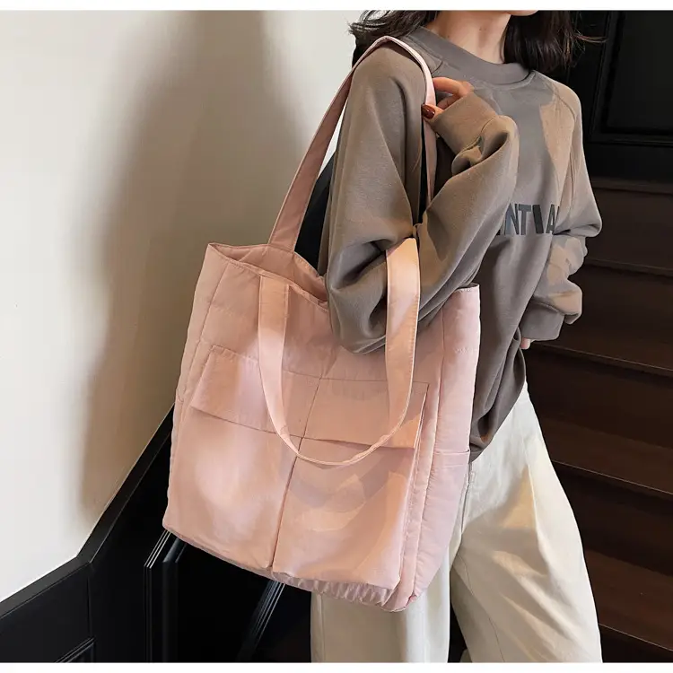 Pink Vintage Cloth Shoulder Bag Large Capacity Travel Bag — feature 48