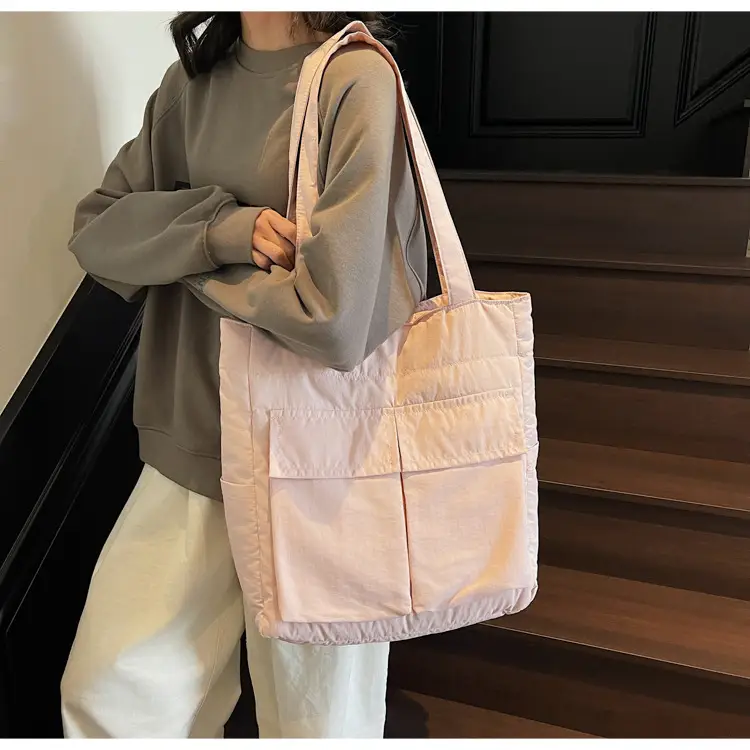 Pink Vintage Cloth Shoulder Bag Large Capacity Travel Bag — feature 49