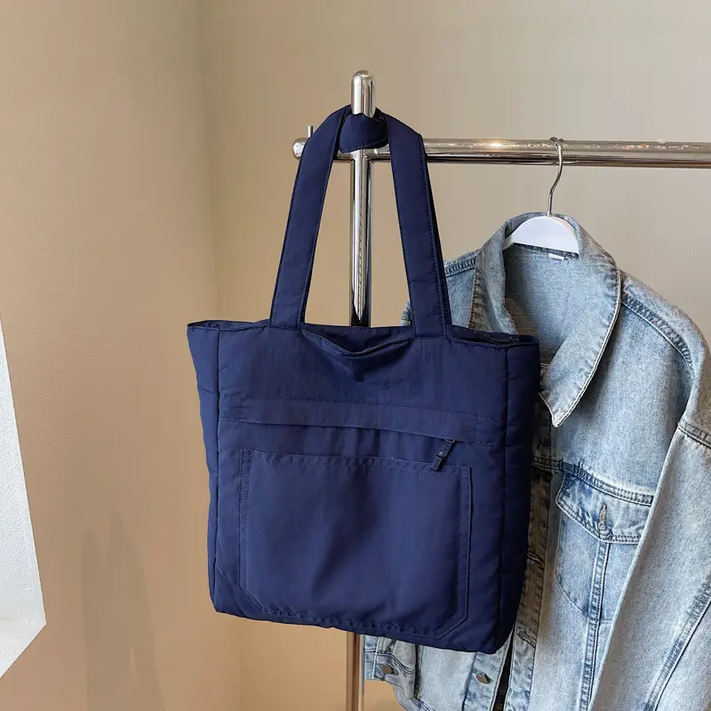Women's Large Capacity Nylon Tote Bag Black - Image 9