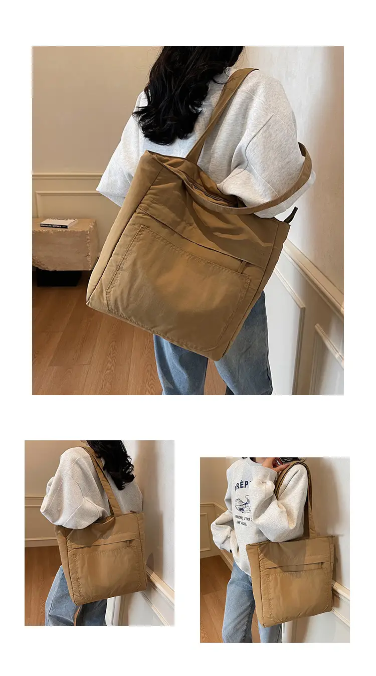 Women's Large Capacity Nylon Tote Bag Black — feature 11