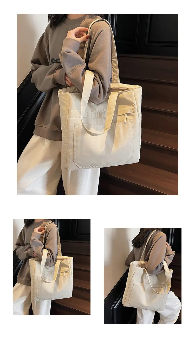 Women's Large Capacity Nylon Tote Bag Black — feature 12