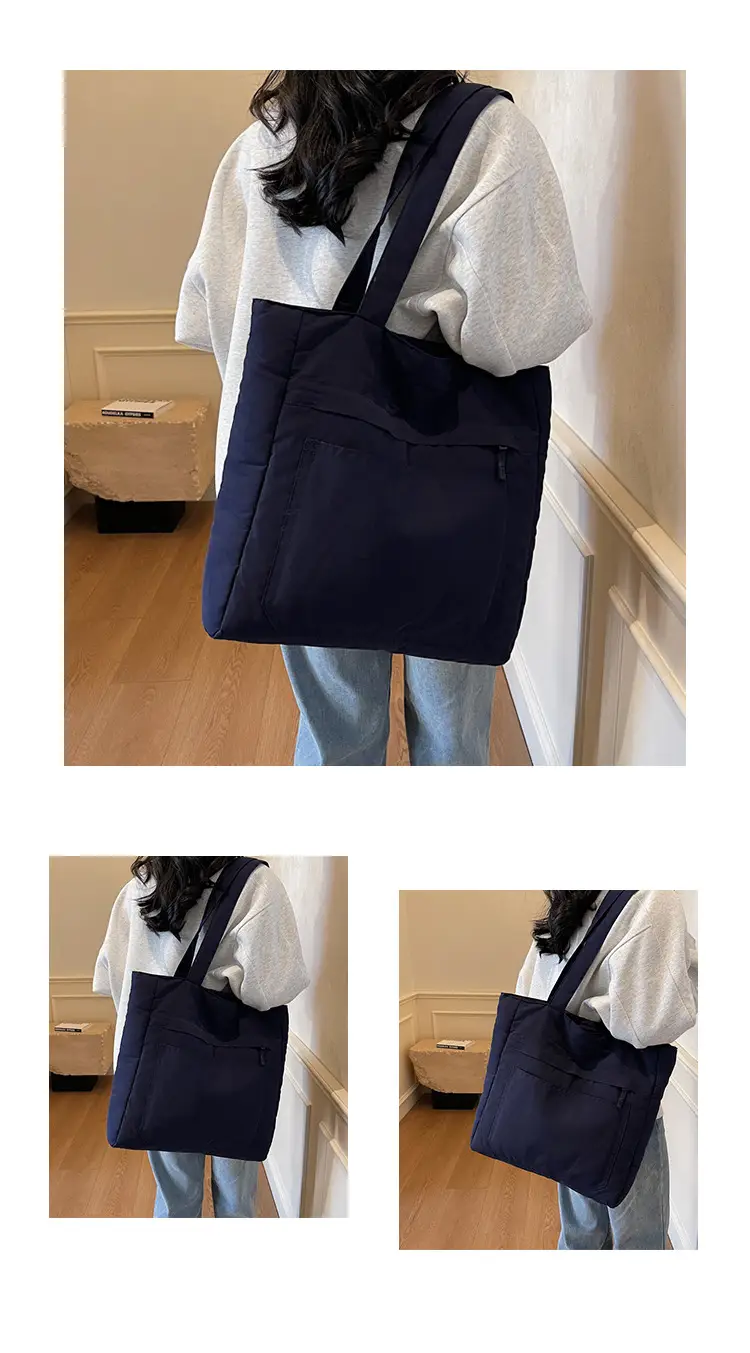 Women's Large Capacity Nylon Tote Bag Black — feature 14
