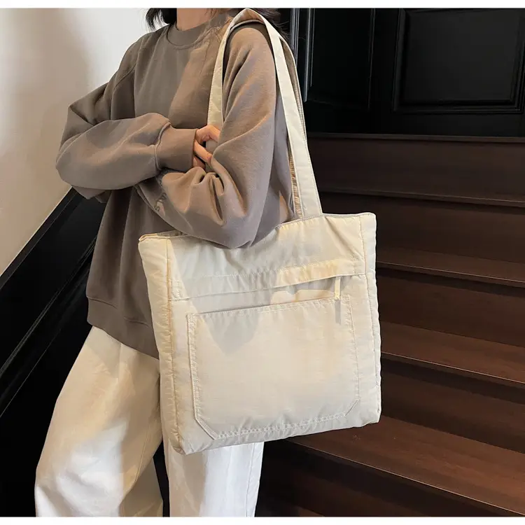 Women's Large Capacity Nylon Tote Bag Black — feature 27