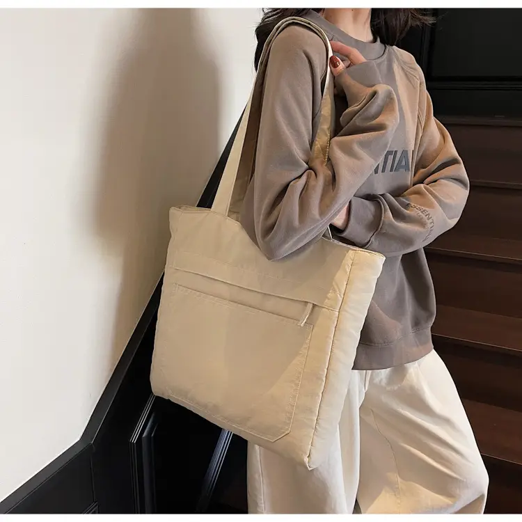 Women's Large Capacity Nylon Tote Bag Black — feature 28
