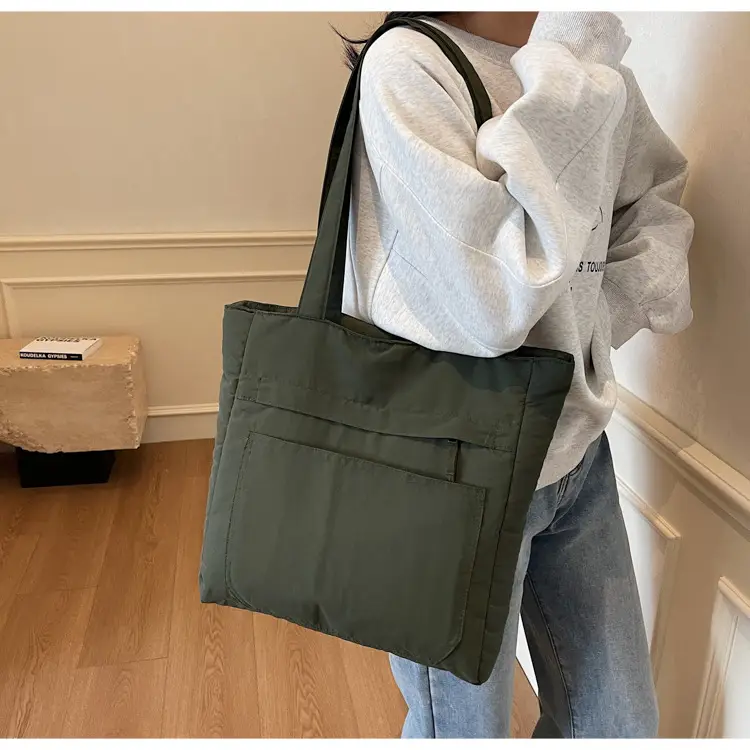 Women's Large Capacity Nylon Tote Bag Black — feature 36