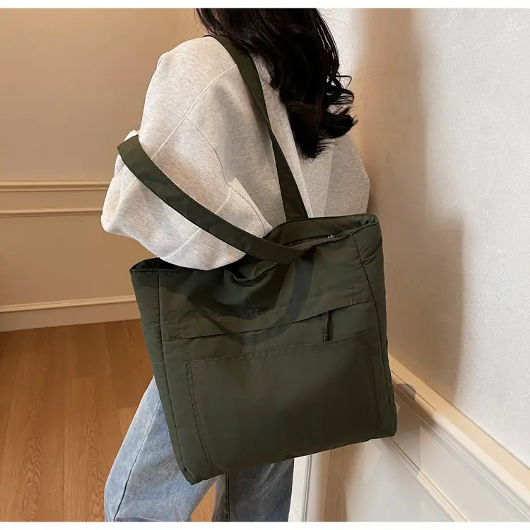 Women's Large Capacity Nylon Tote Bag Black — feature 37