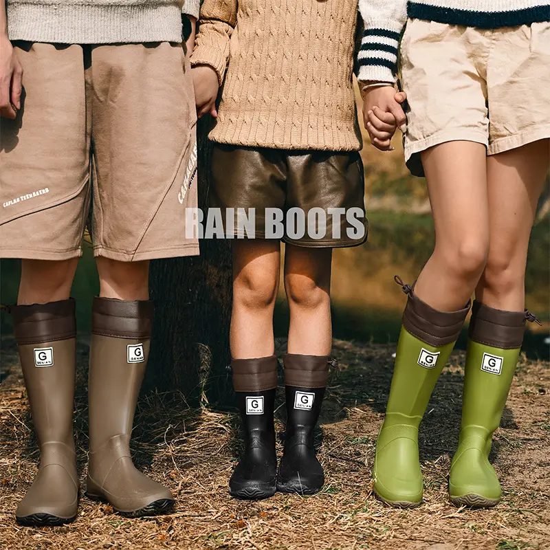 Foldable Children's Long Edge Rain Boots Waterproof Non-Slip Outdoor Camping Fashion Internet Popular High Rain Boots for Men and Women - Image 10
