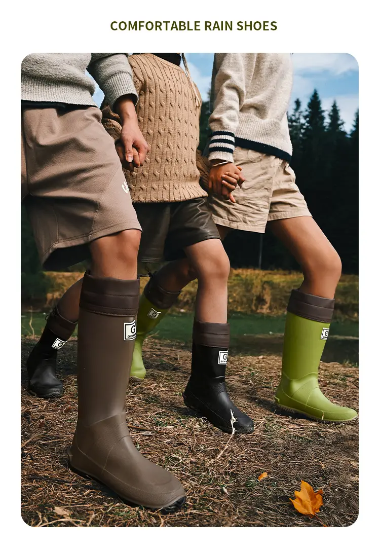 Foldable Children's Long Edge Rain Boots Waterproof Non-Slip Outdoor Camping Fashion Internet Popular High Rain Boots for Men and Women — feature 14