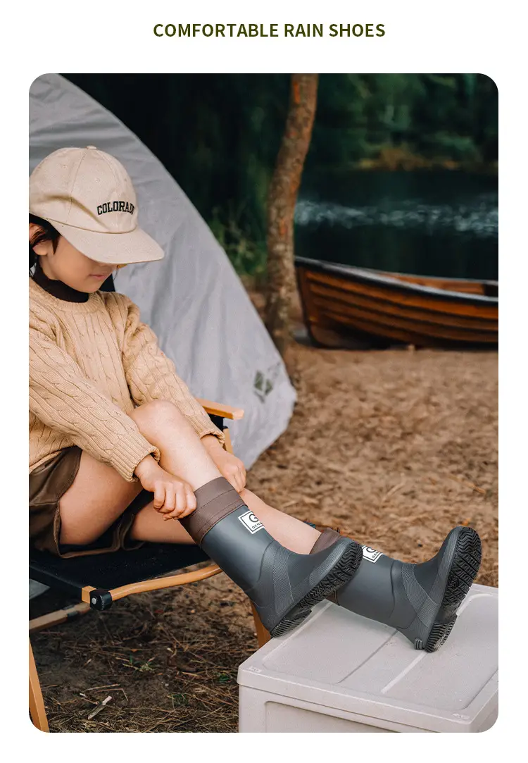 Foldable Children's Long Edge Rain Boots Waterproof Non-Slip Outdoor Camping Fashion Internet Popular High Rain Boots for Men and Women — feature 15