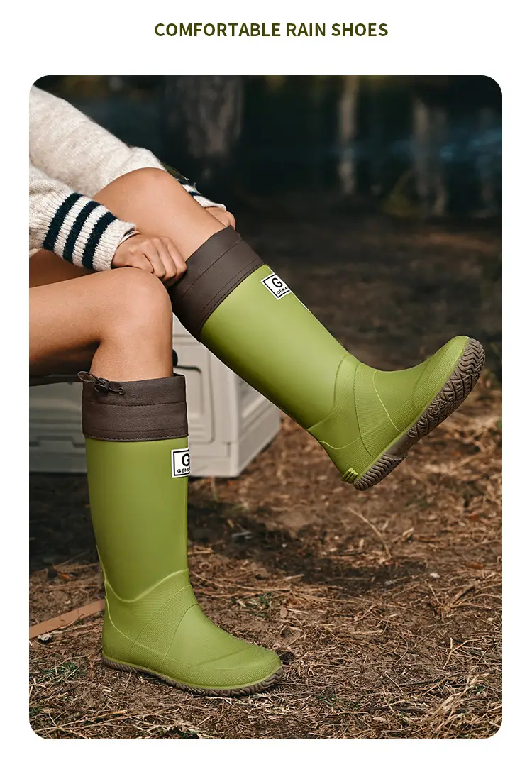 Foldable Children's Long Edge Rain Boots Waterproof Non-Slip Outdoor Camping Fashion Internet Popular High Rain Boots for Men and Women — feature 16