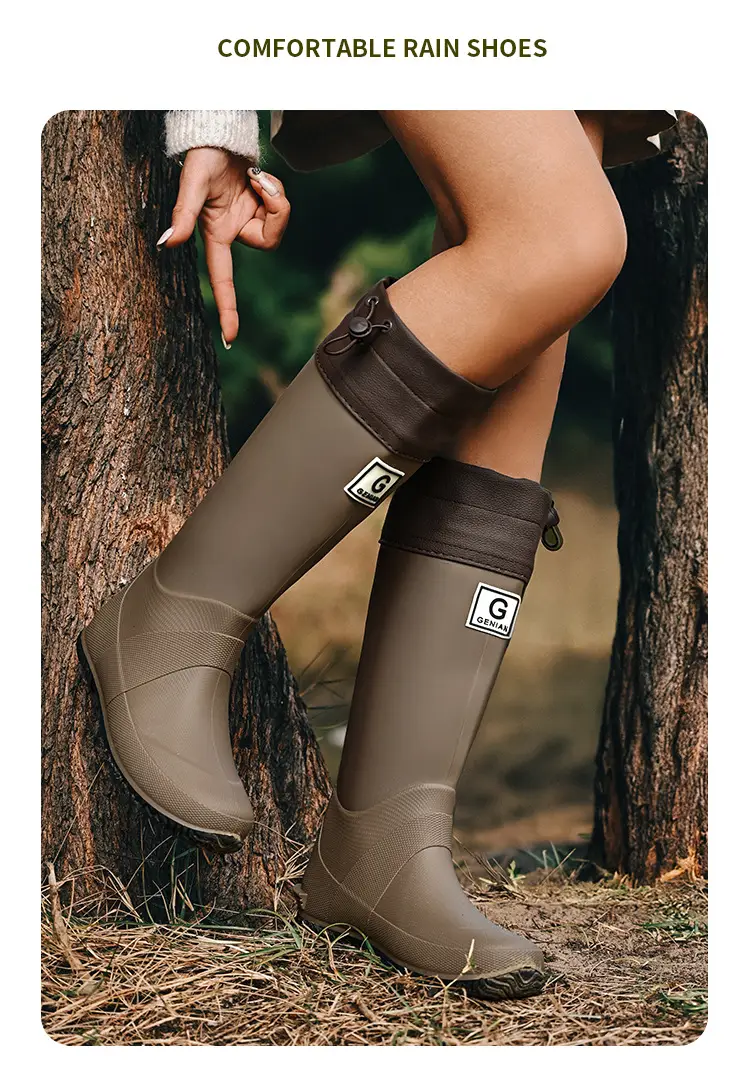 Foldable Children's Long Edge Rain Boots Waterproof Non-Slip Outdoor Camping Fashion Internet Popular High Rain Boots for Men and Women — feature 17