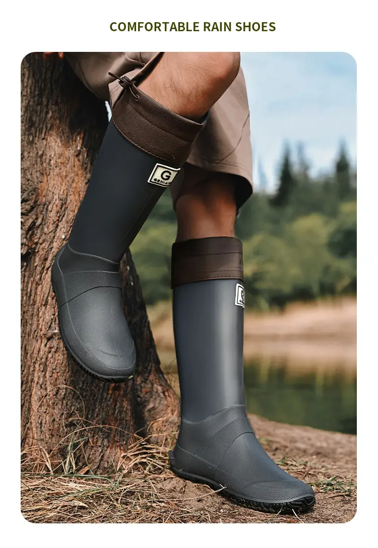 Foldable Children's Long Edge Rain Boots Waterproof Non-Slip Outdoor Camping Fashion Internet Popular High Rain Boots for Men and Women — feature 19