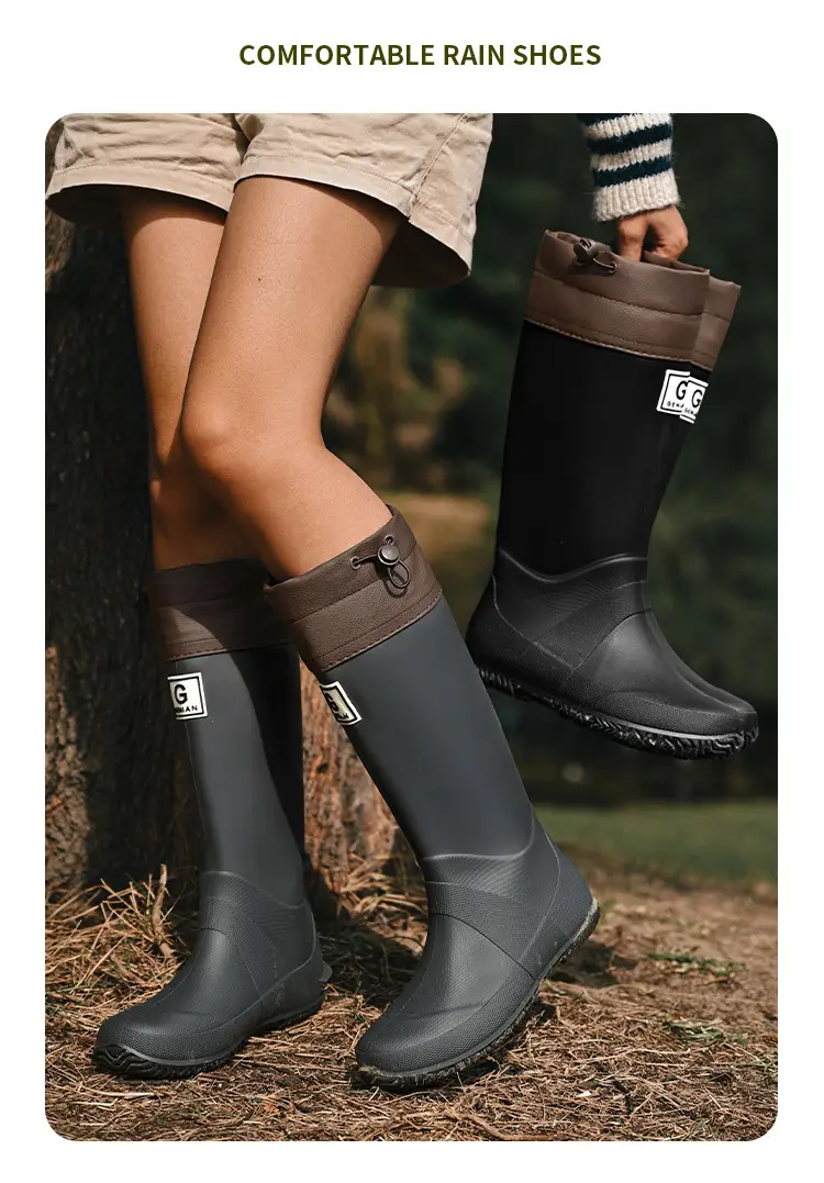 Foldable Children's Long Edge Rain Boots Waterproof Non-Slip Outdoor Camping Fashion Internet Popular High Rain Boots for Men and Women — feature 20