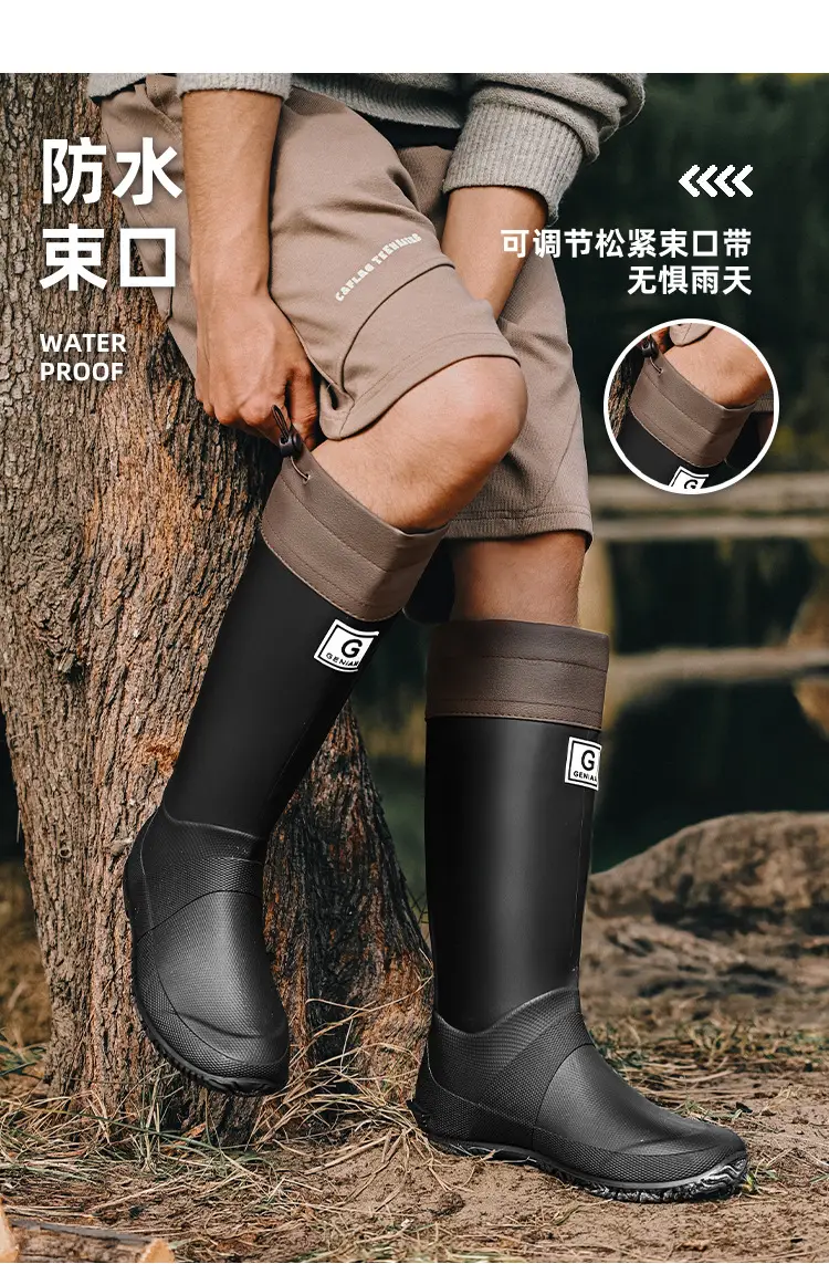 Foldable Children's Long Edge Rain Boots Waterproof Non-Slip Outdoor Camping Fashion Internet Popular High Rain Boots for Men and Women — feature 9