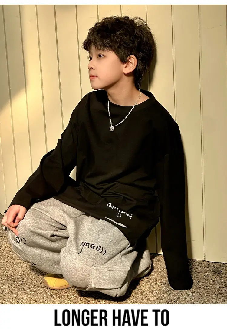 Boys Long Sleeve T-Shirt White Plaid Pants Spring 2025 — feature 15