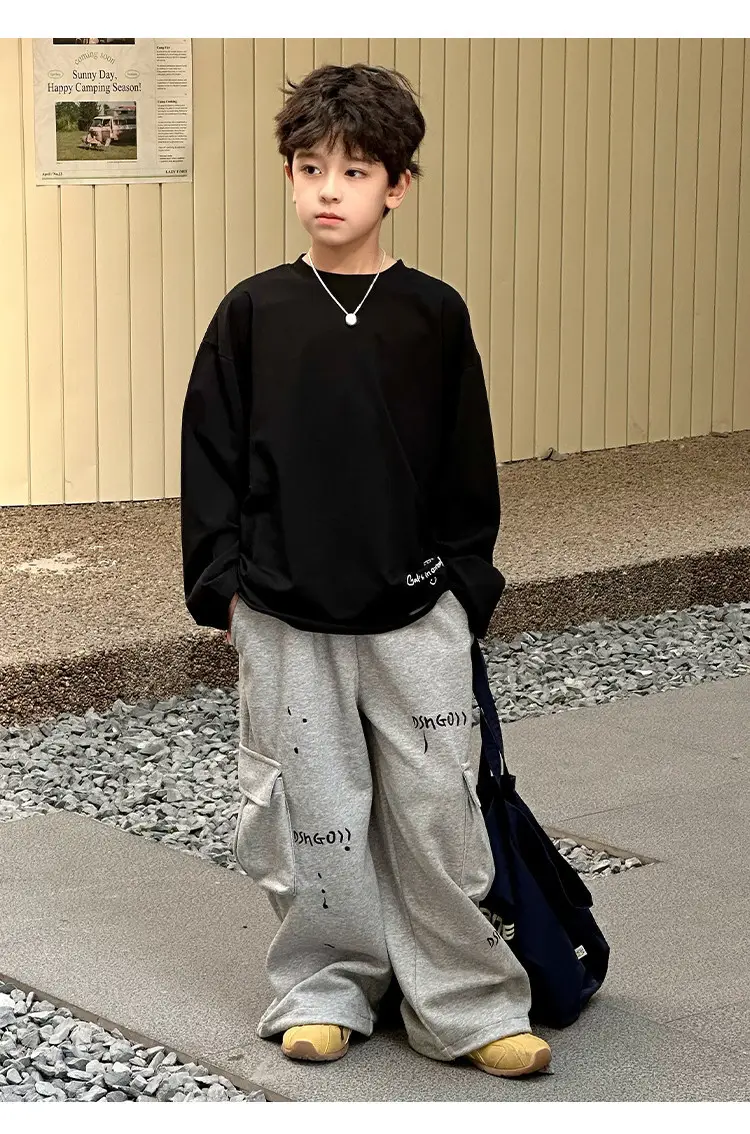Boys Long Sleeve T-Shirt White Plaid Pants Spring 2025 — feature 18