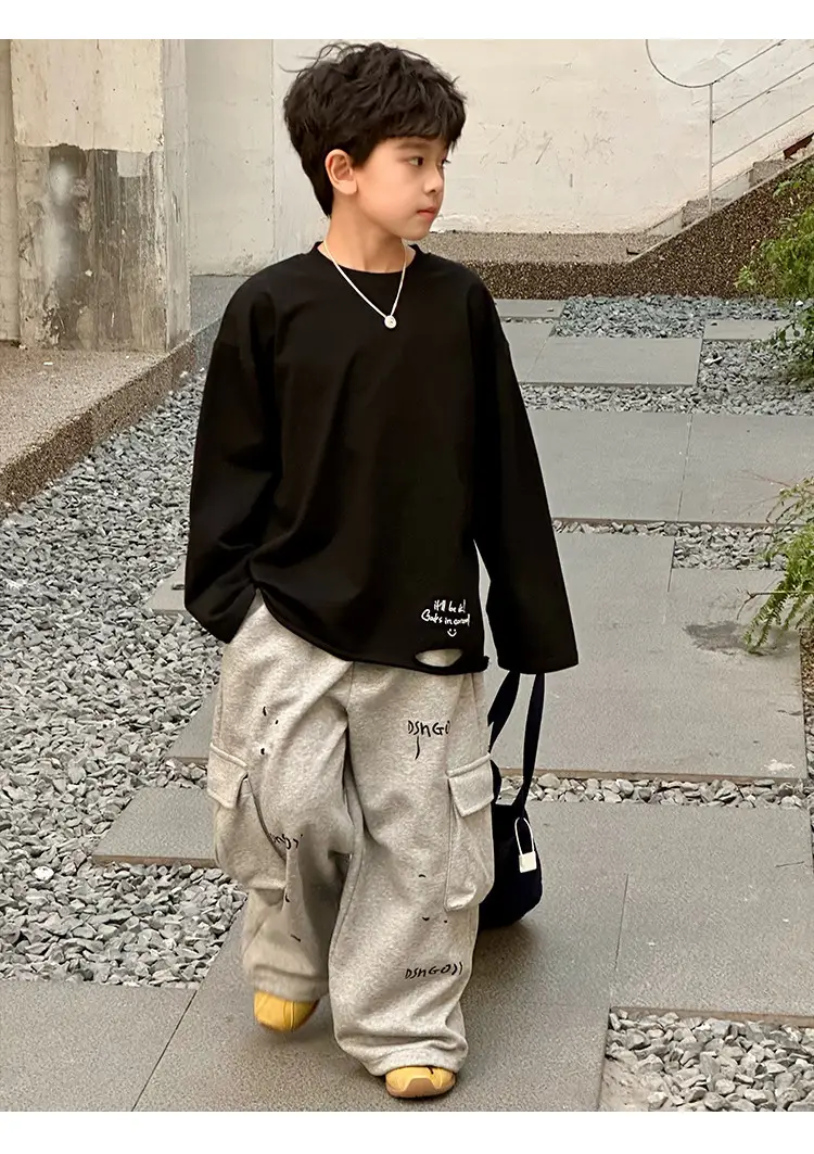 Boys Long Sleeve T-Shirt White Plaid Pants Spring 2025 — feature 20