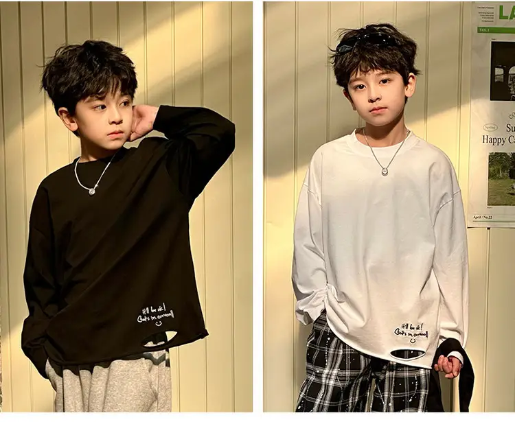 Boys Long Sleeve T-Shirt White Plaid Pants Spring 2025 — feature 30