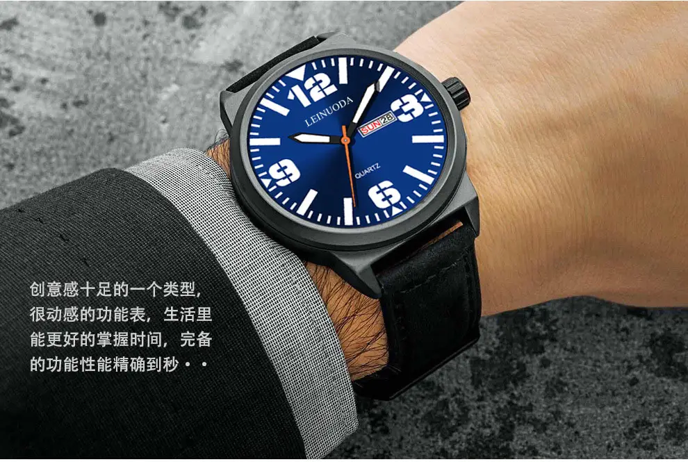 Men's Waterproof Large Dial Quartz Watch Belt — feature 14