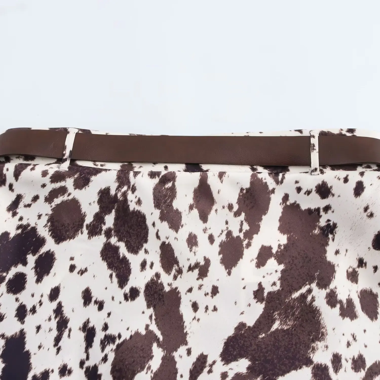 Cow Print Belted Silk Satin Mid-Length Skirt — feature 10