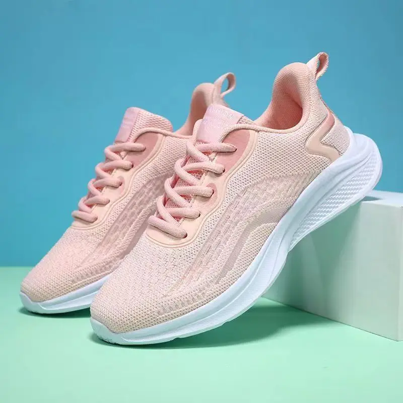 Cross-Border Wholesale Fashion Women's Shoes Student Outdoor Soft-Soled Running Shoes Trendy Thick-Soled Mesh Lightweight Breathable Sports Shoes