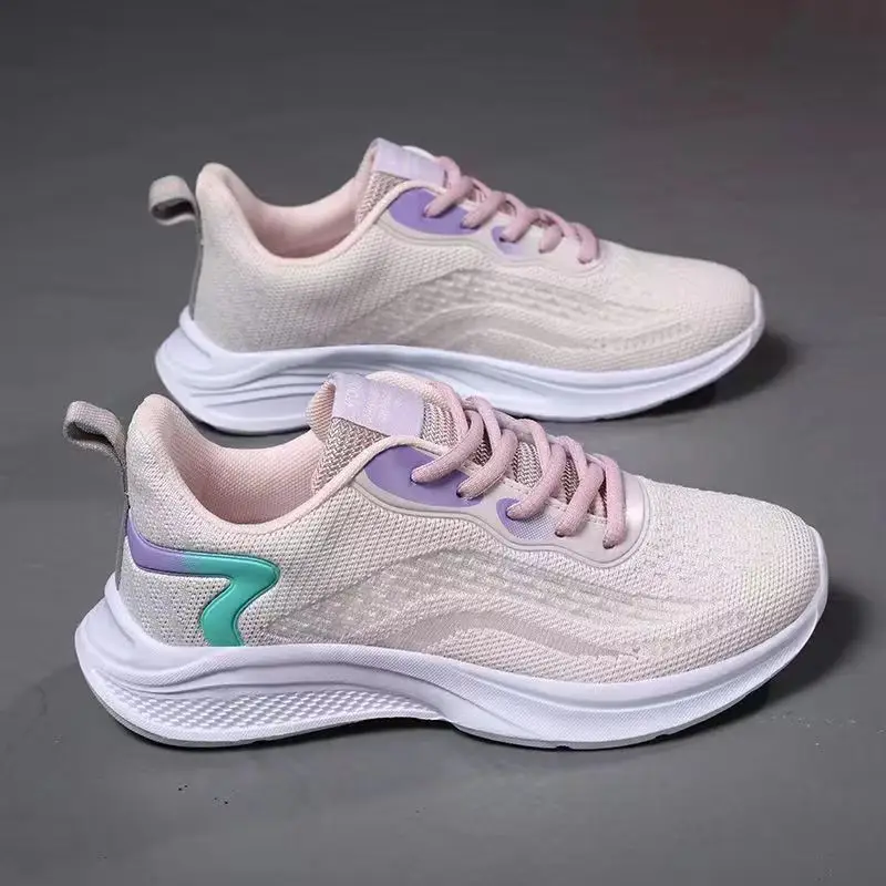 Cross-Border Wholesale Fashion Women's Shoes Student Outdoor Soft-Soled Running Shoes Trendy Thick-Soled Mesh Lightweight Breathable Sports Shoes