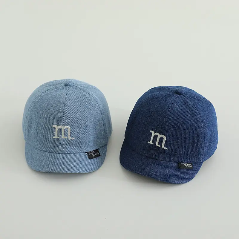 Black Embroidered Baby Cap with Small Brim - Image 8