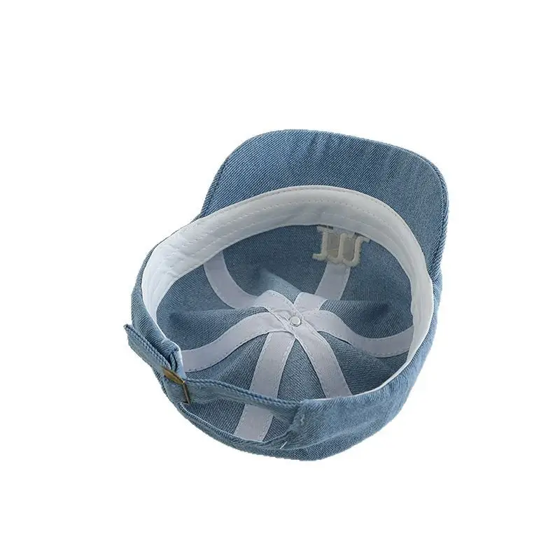 Black Embroidered Baby Cap with Small Brim - Image 9