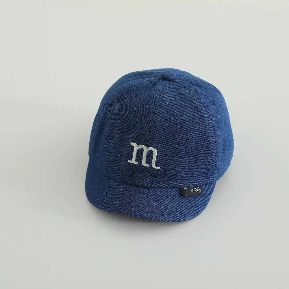 Black Embroidered Baby Cap with Small Brim — feature 4