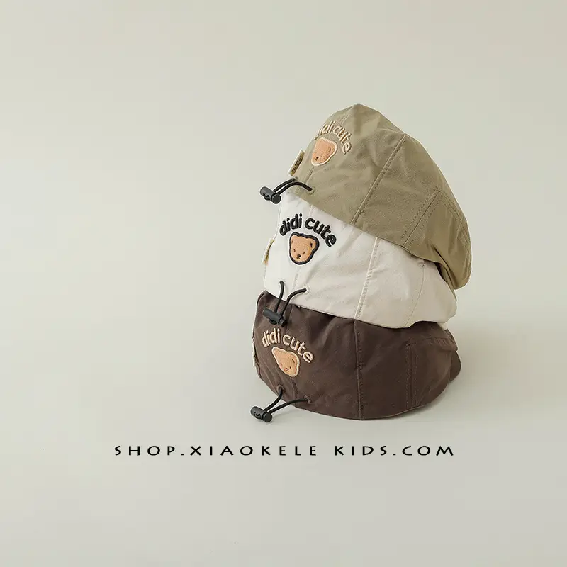Black Super Cute Bear Baby Beret Cap Spring Autumn - Image 6