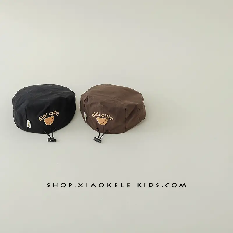 Black Super Cute Bear Baby Beret Cap Spring Autumn - Image 7