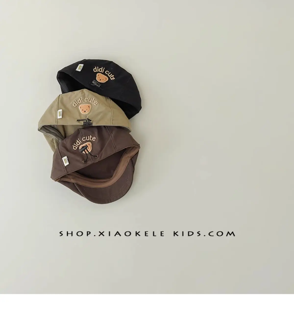 Black Super Cute Bear Baby Beret Cap Spring Autumn — feature 7