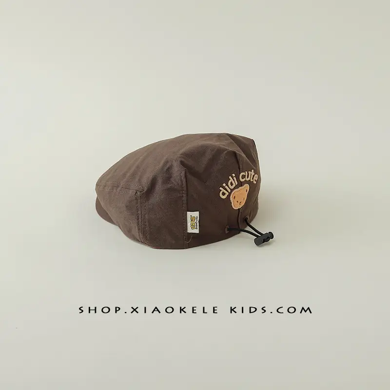 Black Super Cute Bear Baby Beret Cap Spring Autumn - Image 2