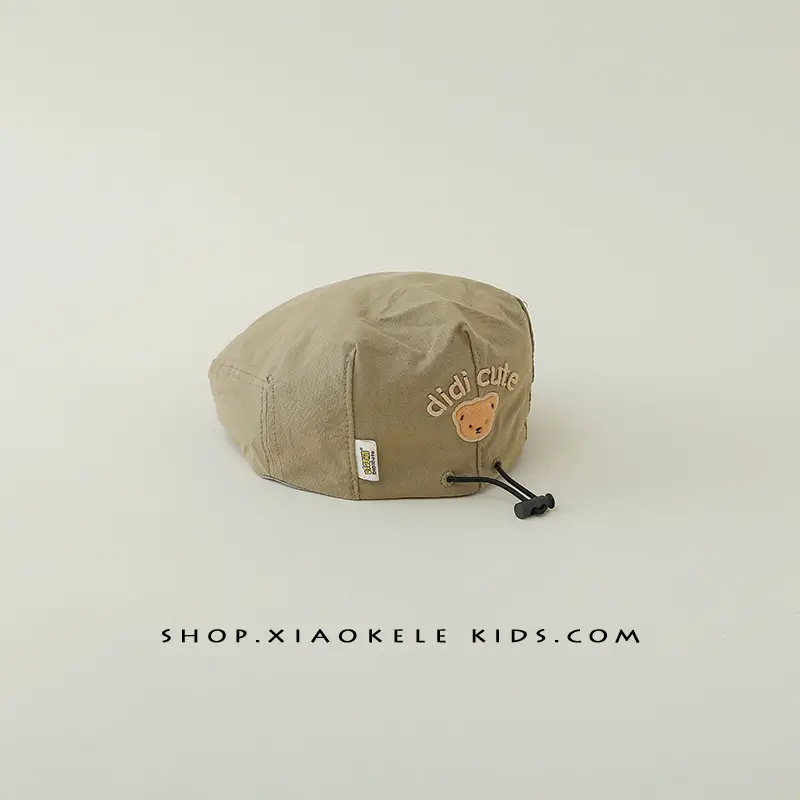 Black Super Cute Bear Baby Beret Cap Spring Autumn - Image 3