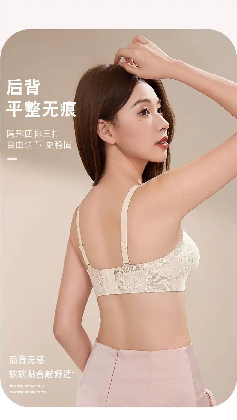 Light Luxury Lace Traceless Adjustable Underwear Mesh Stitching Deep V Sexy Bra Lightweight Soft Support 7A Anti-bacterial Cool — feature 11