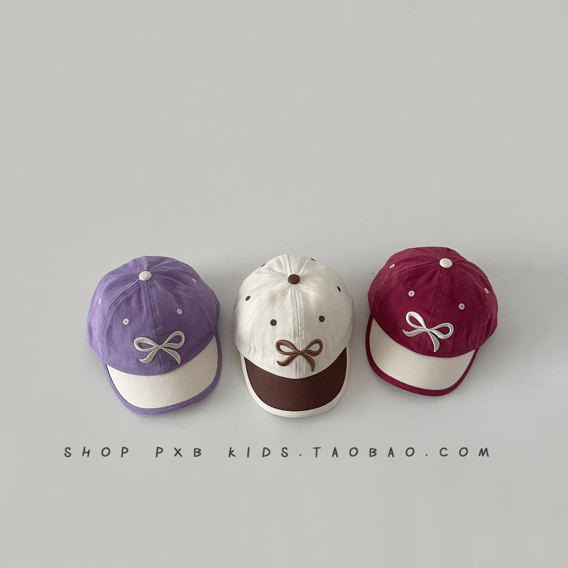 Purple Bow Short-Brim Baseball Cap for Boys Girls - Image 4