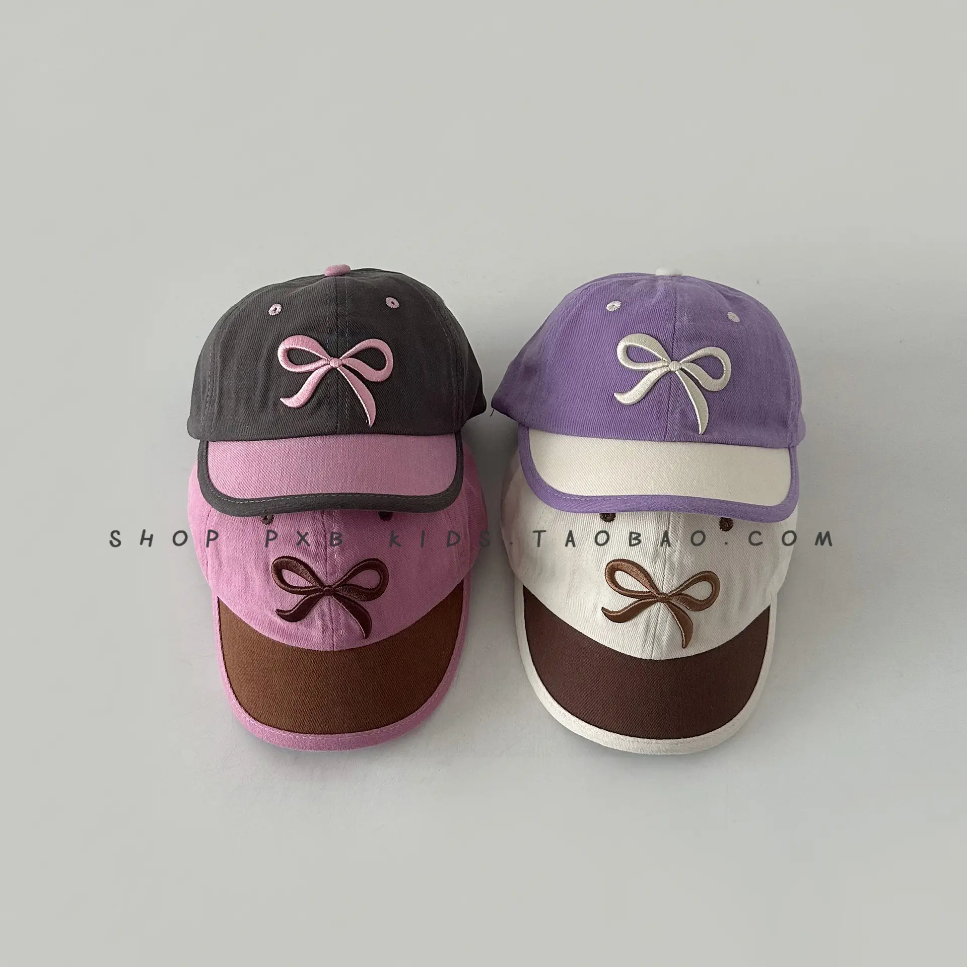 Purple Bow Short-Brim Baseball Cap for Boys Girls - Image 5