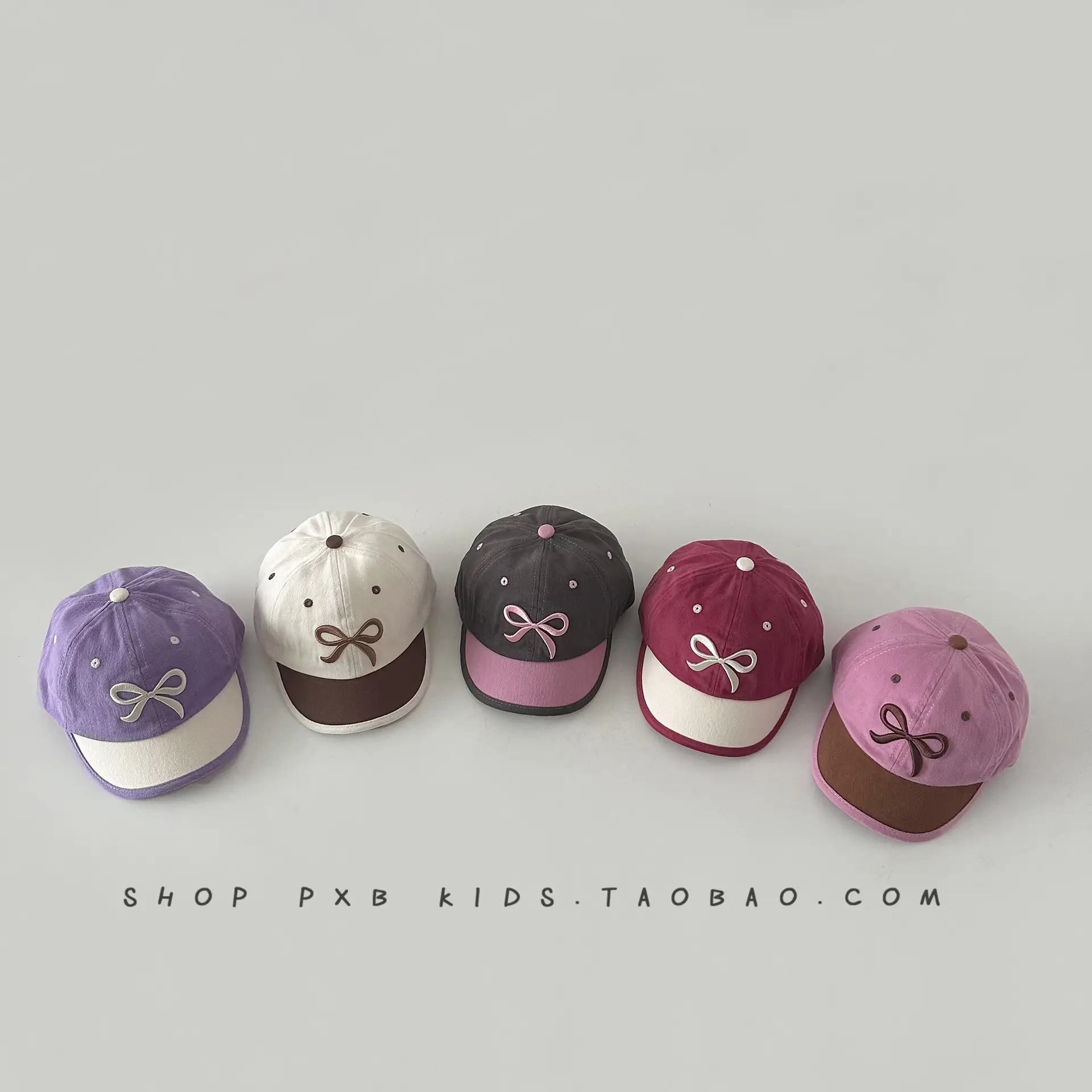 Purple Bow Short-Brim Baseball Cap for Boys Girls - Image 6