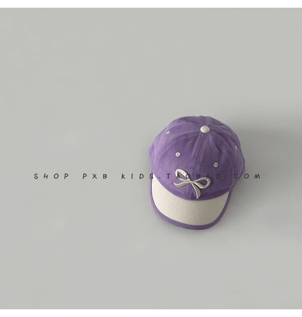 Purple Bow Short-Brim Baseball Cap for Boys Girls — feature 10