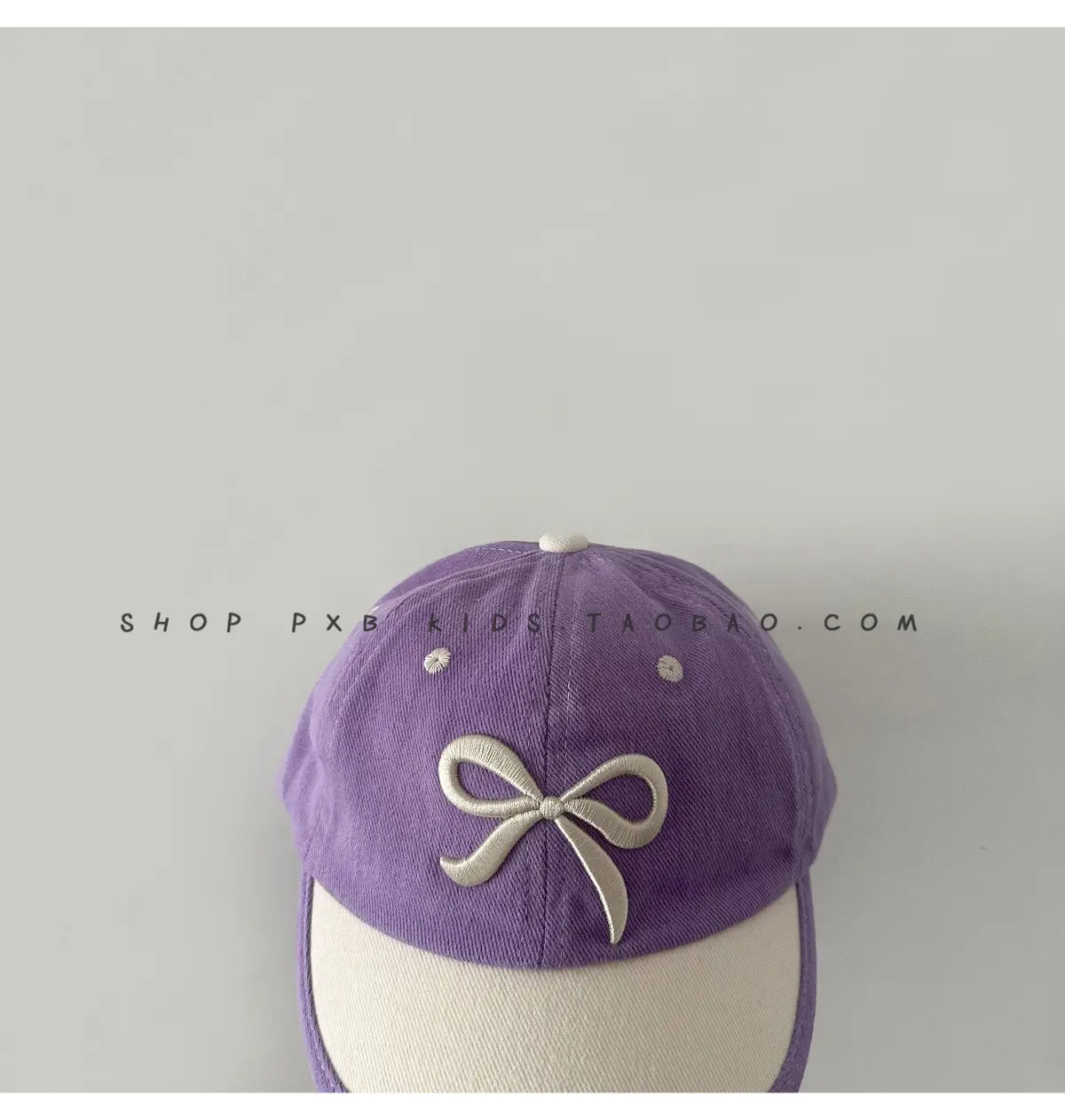 Purple Bow Short-Brim Baseball Cap for Boys Girls — feature 11