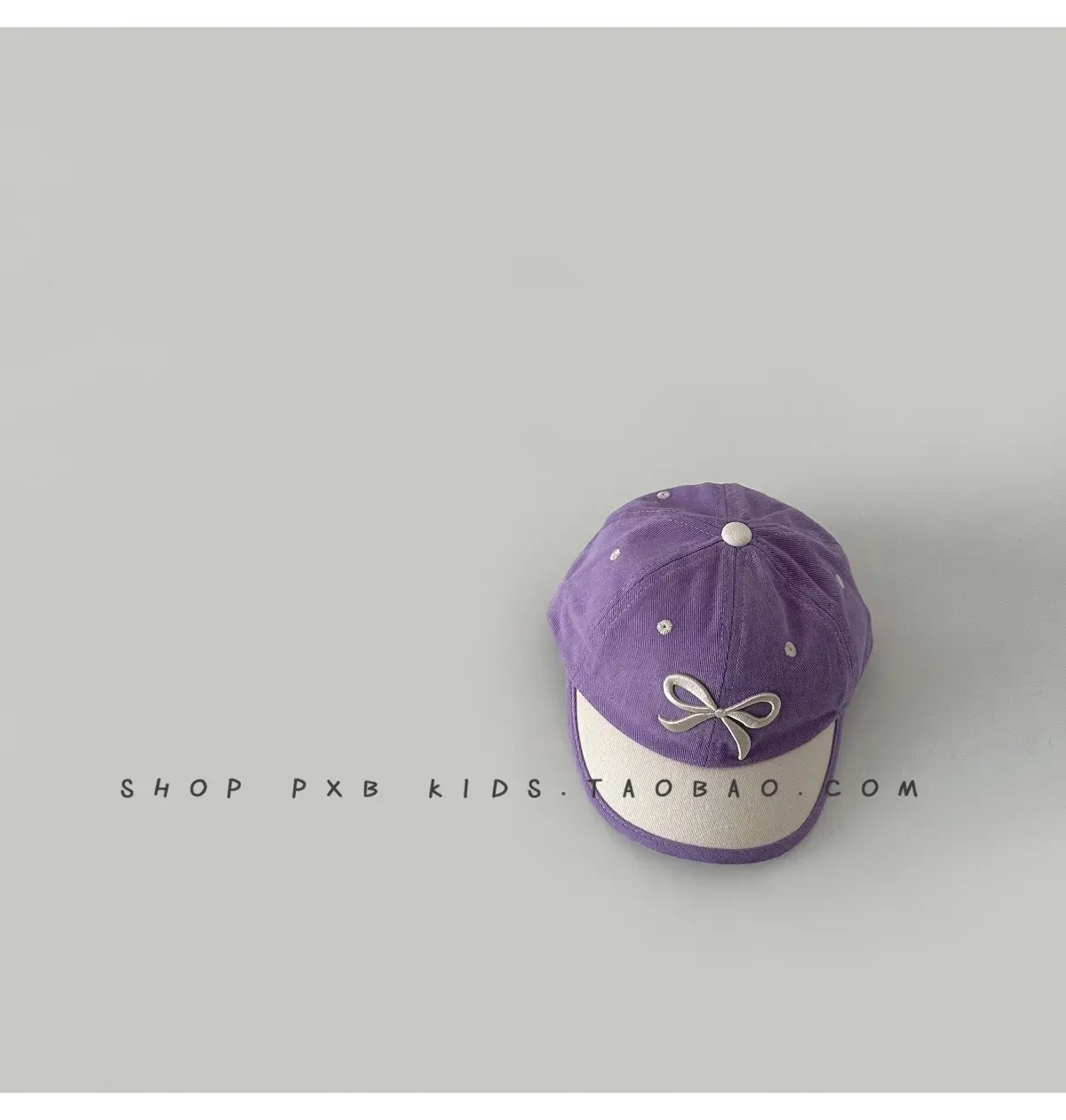 Purple Bow Short-Brim Baseball Cap for Boys Girls — feature 15