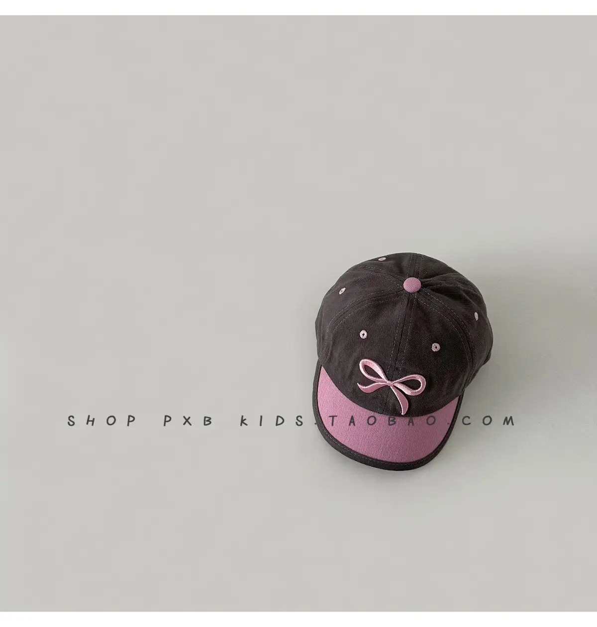 Purple Bow Short-Brim Baseball Cap for Boys Girls — feature 17