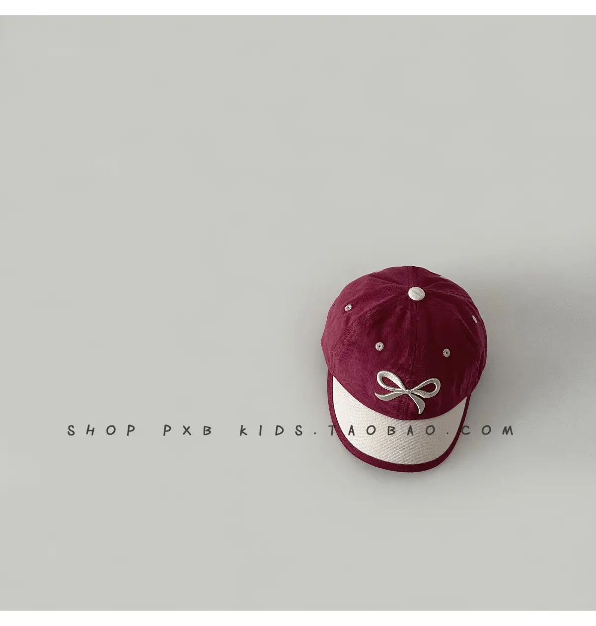 Purple Bow Short-Brim Baseball Cap for Boys Girls — feature 19