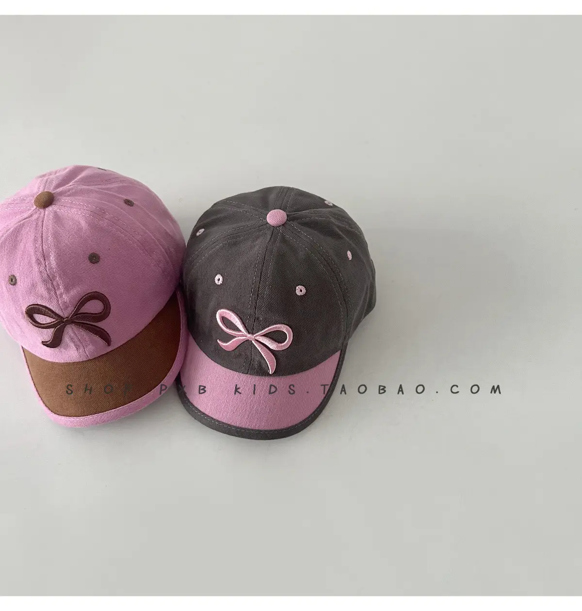 Purple Bow Short-Brim Baseball Cap for Boys Girls — feature 2