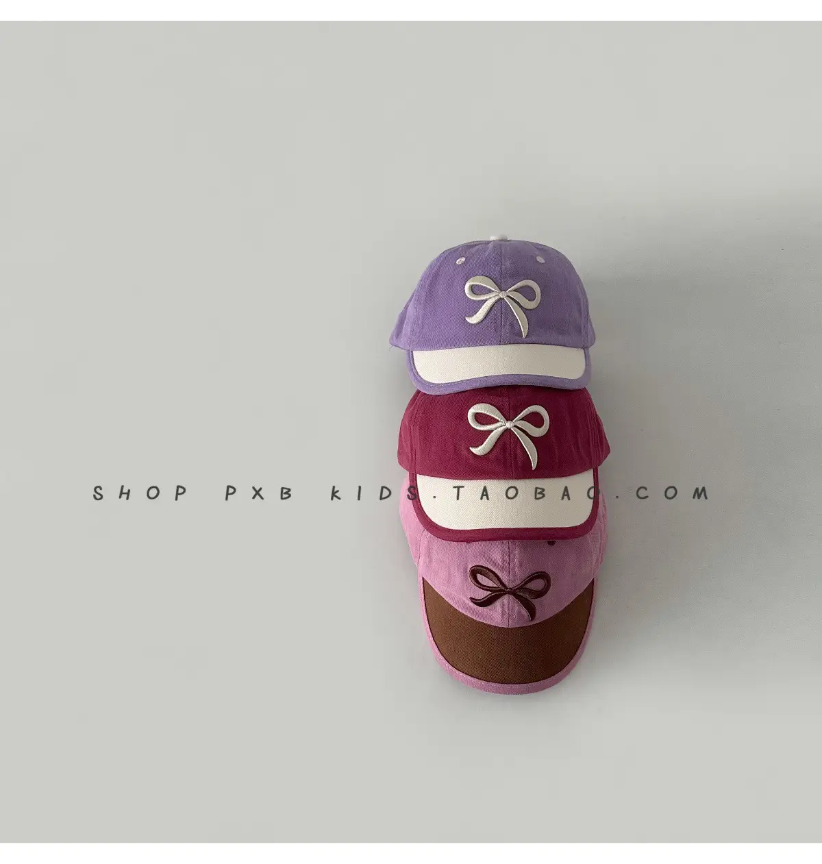Purple Bow Short-Brim Baseball Cap for Boys Girls — feature 6