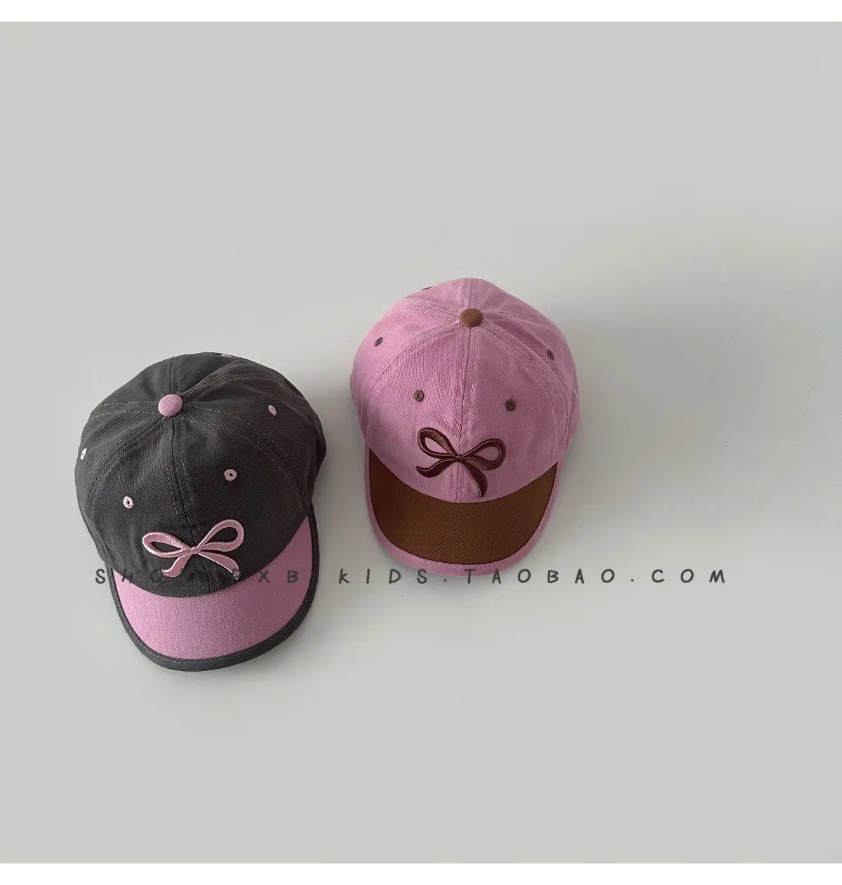 Purple Bow Short-Brim Baseball Cap for Boys Girls — feature 7