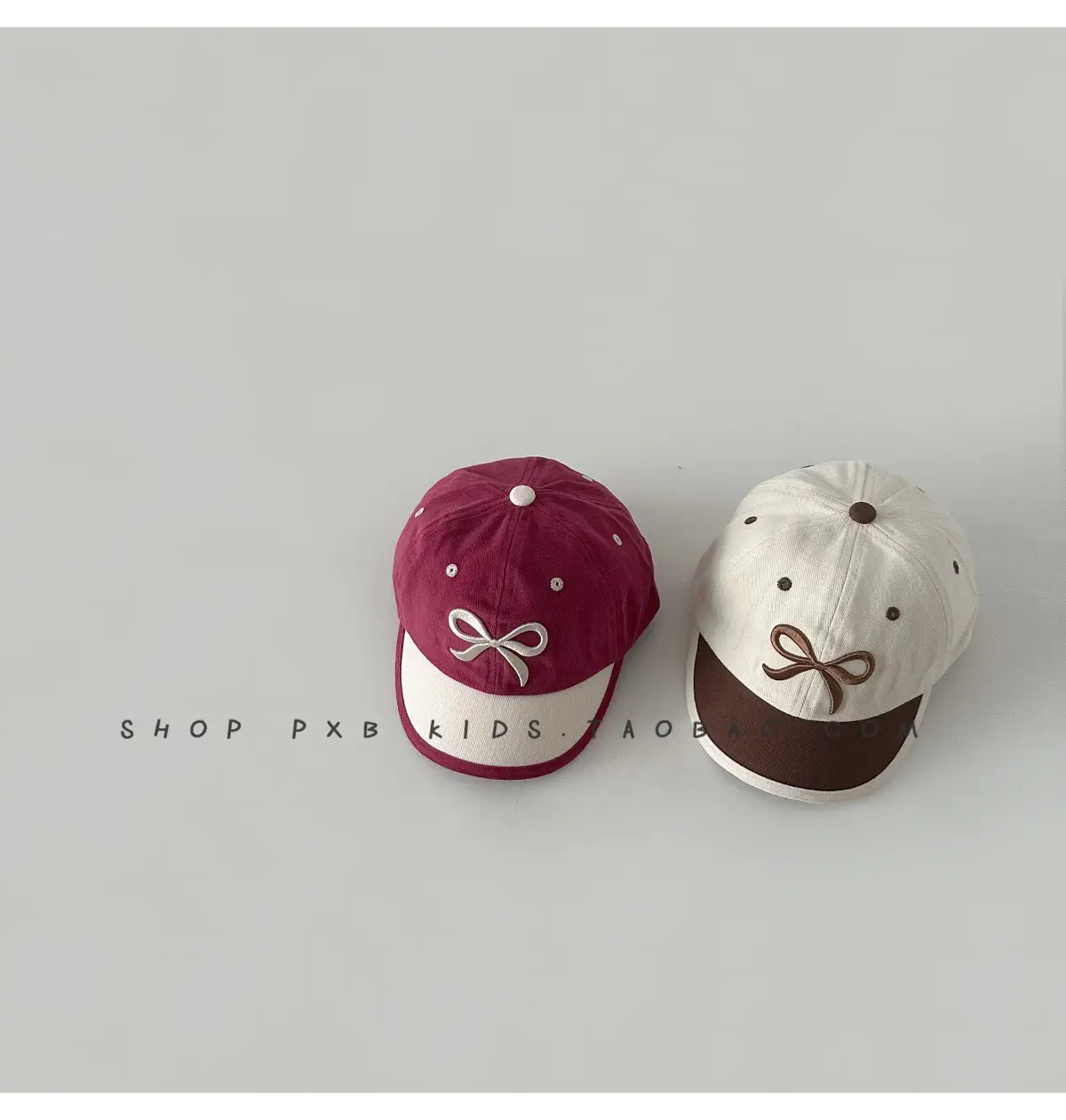 Purple Bow Short-Brim Baseball Cap for Boys Girls — feature 8