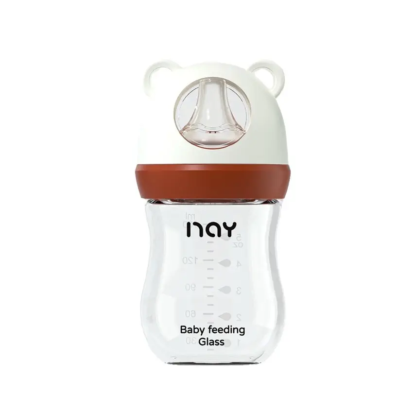 Cross-border Bear Wide-caliber Baby Bottle High Borosilicate Glass Bottle Large Capacity Three-section Anti-flatulence Bottle